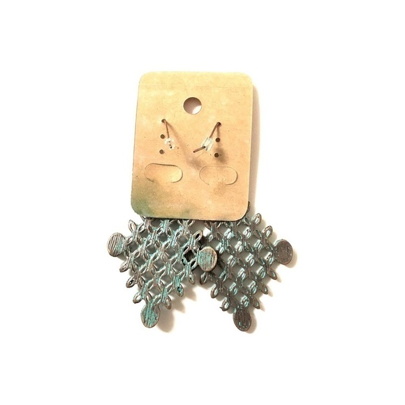 Vintage Style Bronze & Blue Tone Diamond Shaped Earrings - Picture 5 of 7